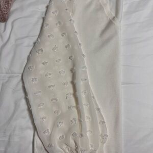Elegant White Sheer polkadot Sleeve Top